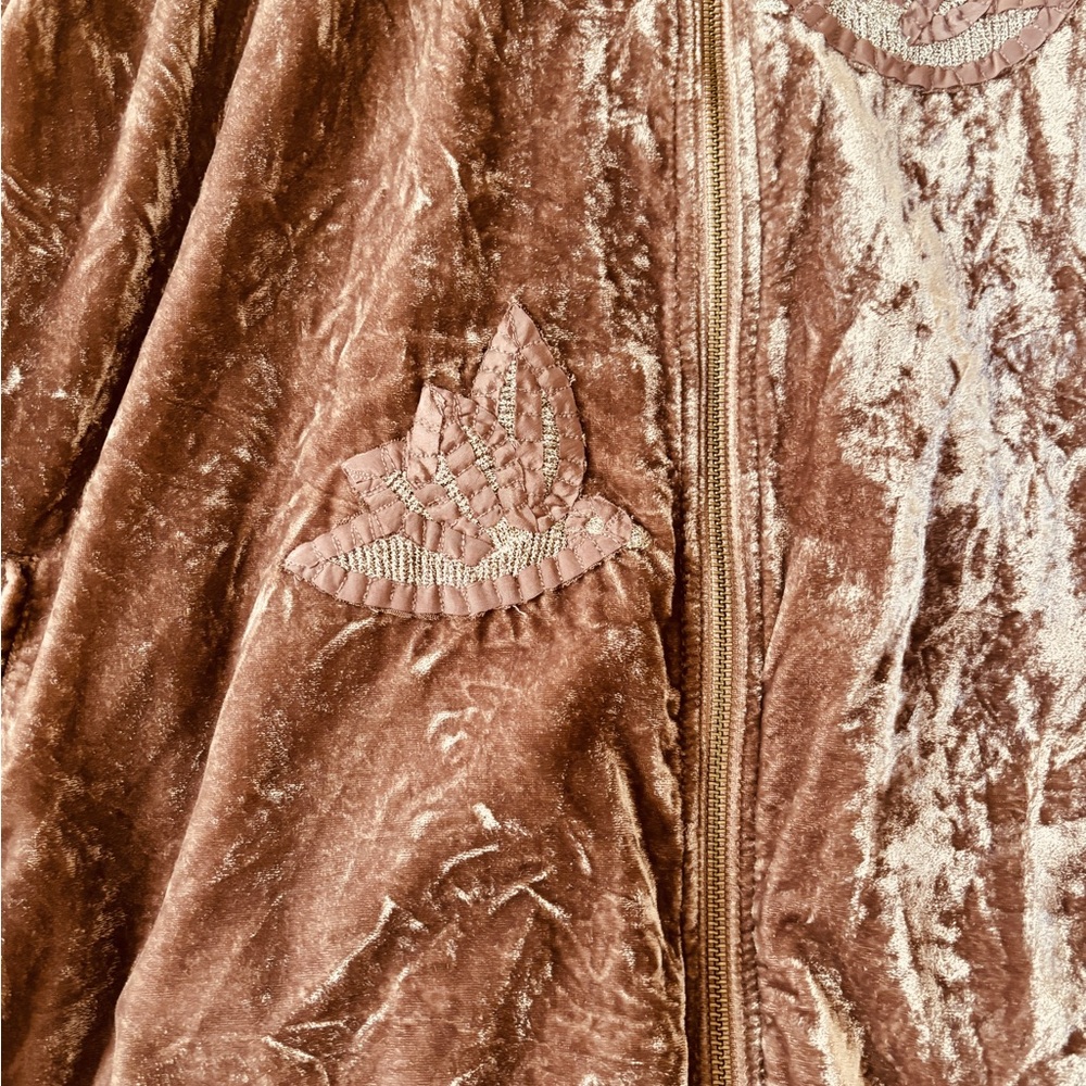 Hei Hei Anthropologie Embroderied Brown Velvet Bomber Jacket Women’s M - Picture 6 of 14